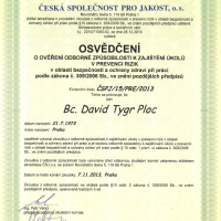 Certificate - to verify the technical competence to carry out tasks in risk prevention